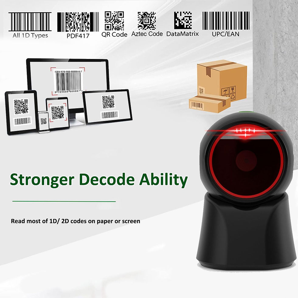 Thumbnail: 1D Barcode Scanner Desktop, USB Handsfree QR 2D Omnidirectional Scanning Wired