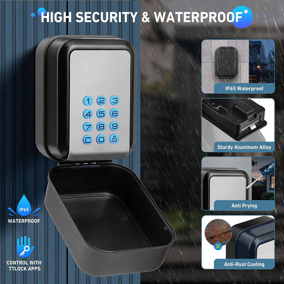 Thumbnail: HUANLANG Key Lock Box - Electronic for Keys, Wall with App Control & Code Types,