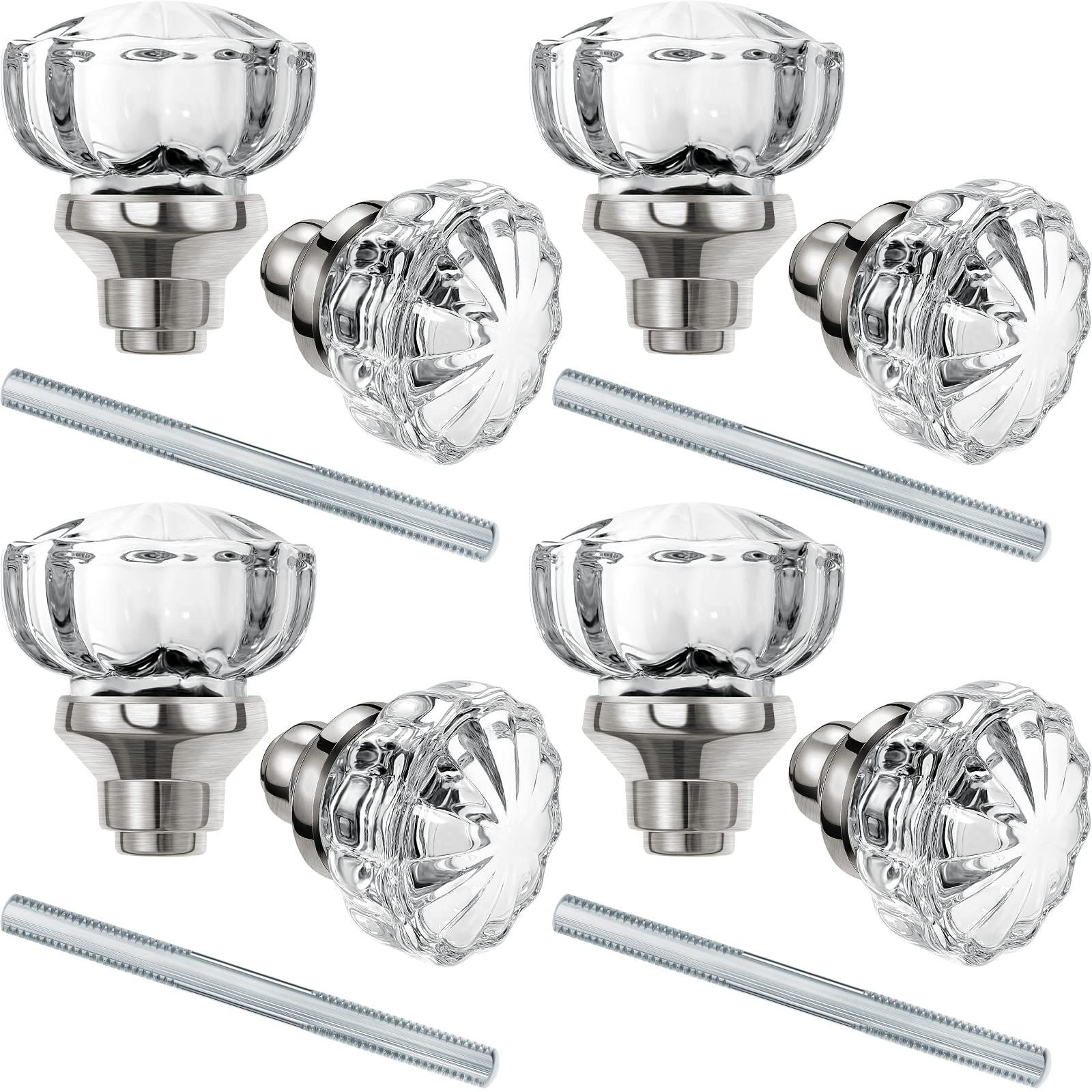 4 Set Crystal Door Knobs Mortise Style Fluted Glass Door Knobs Antique Door