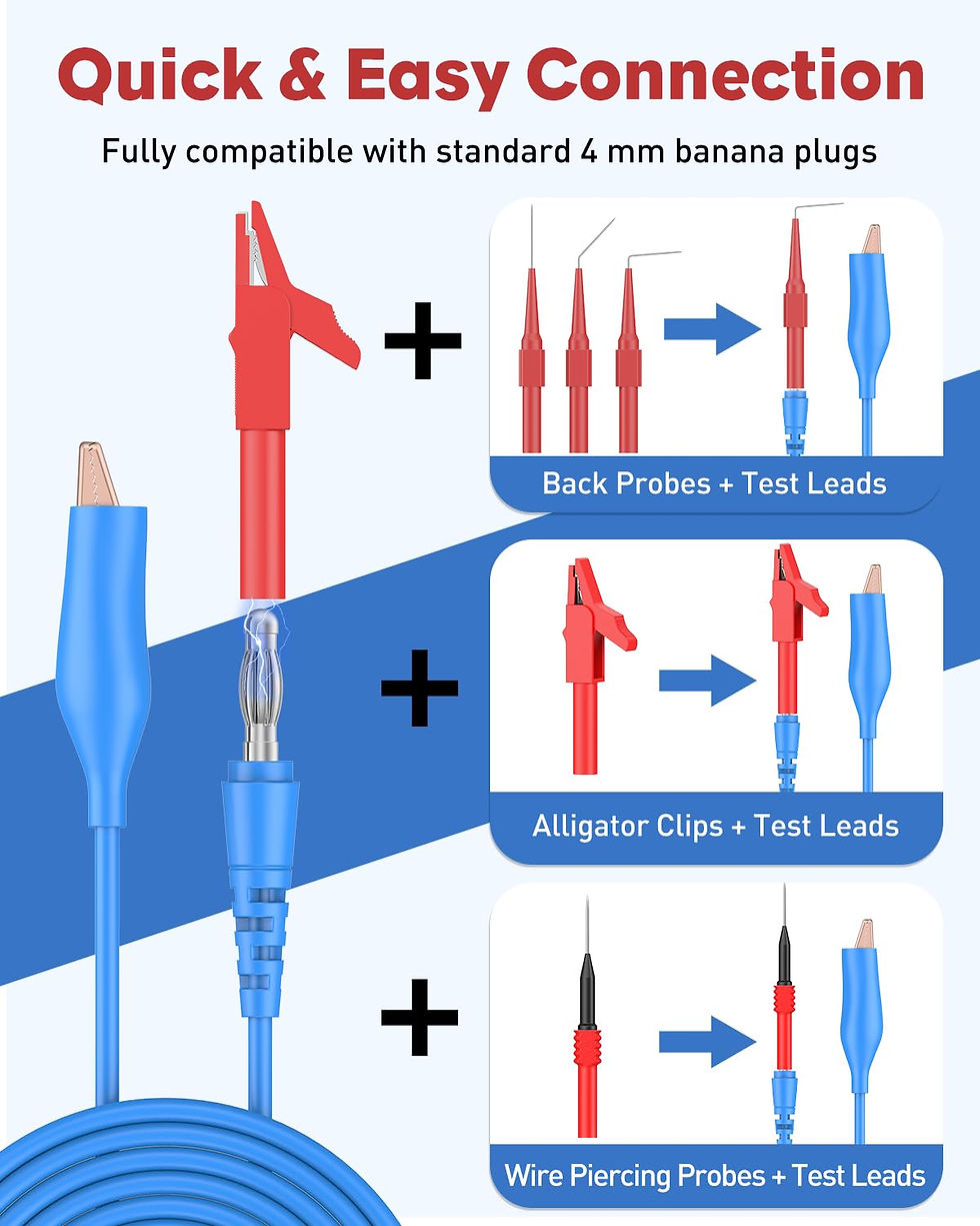 Thumbnail: Vibit Pcs Back Probe Kit Banana to Clip Test Leads, Lead with Wire Probe, Leads