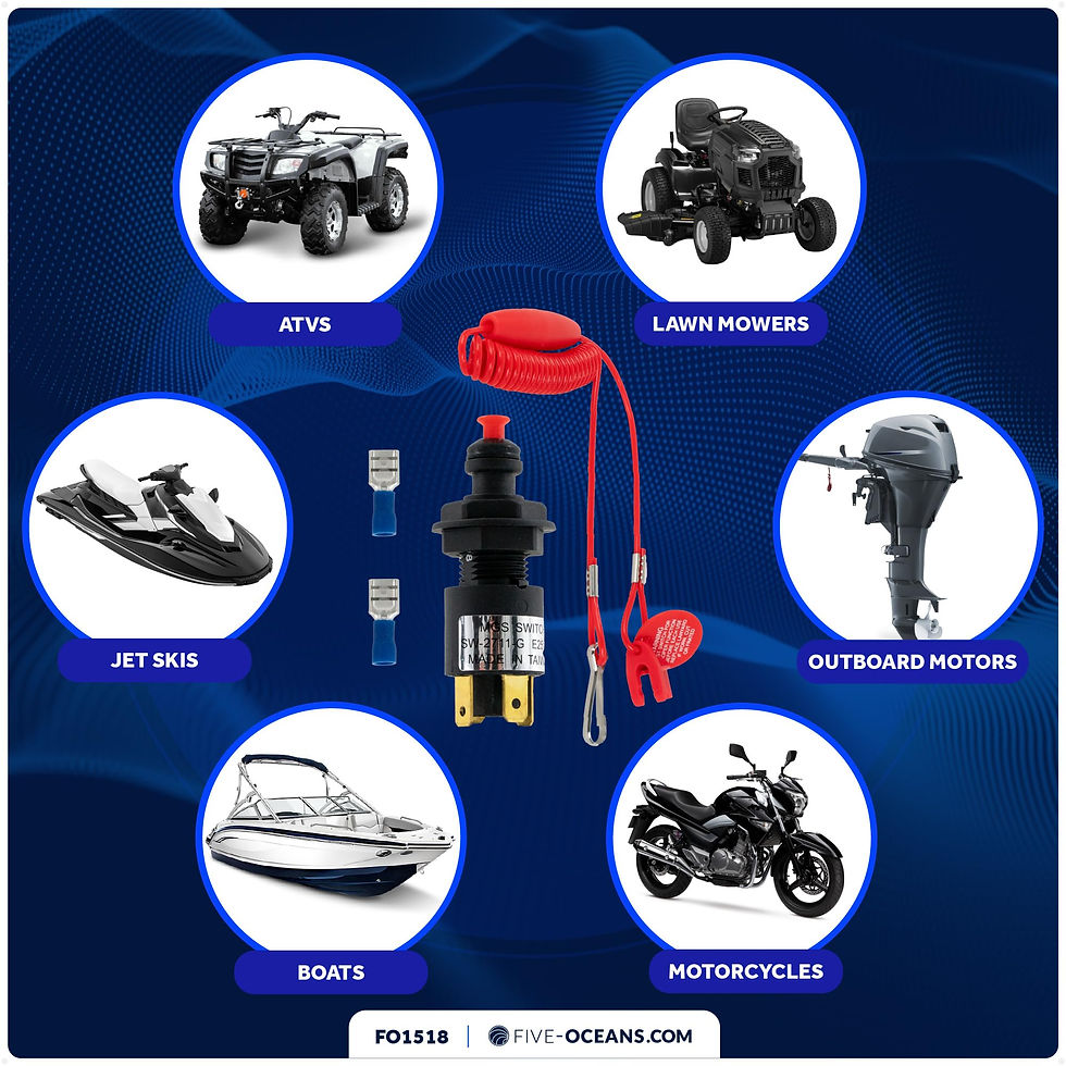 Thumbnail: Five Oceans Universal Cut-Off Switch, Kill Switch Marine Emergency Engine Red