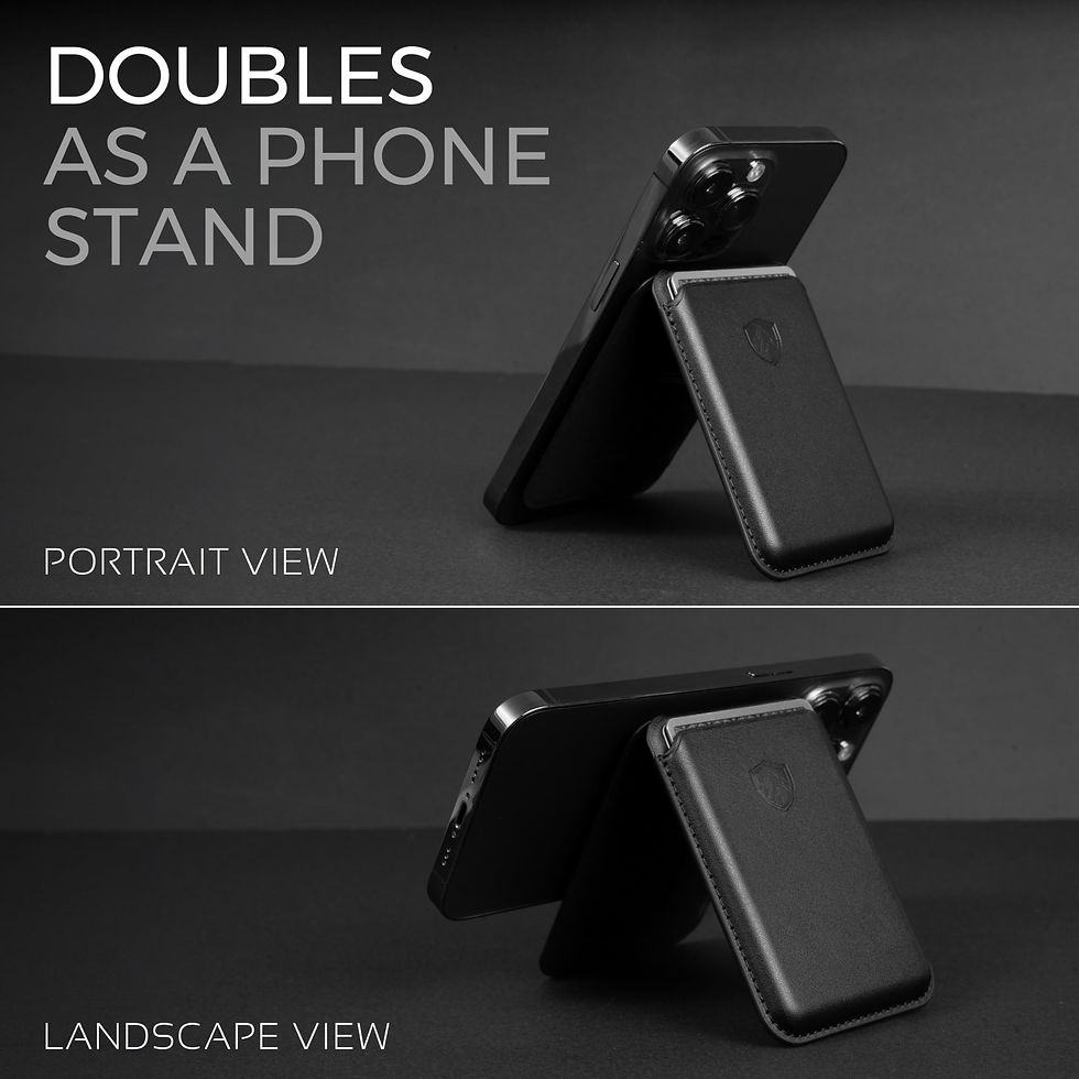 Thumbnail: Magnetic iPhone Card Holder with Stand, Sleek Durable Design (Black)