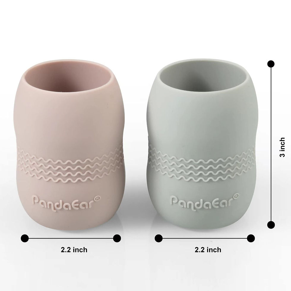 Thumbnail: PandaEar 2-Pack Toddler Sippy Cups, 100% Silicone, Pink/Grey
