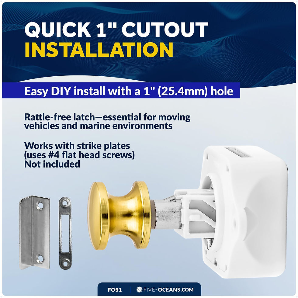 Thumbnail: Five Oceans Keyless Push Button Latch Steel, Polished Brass (Pack of Stainless