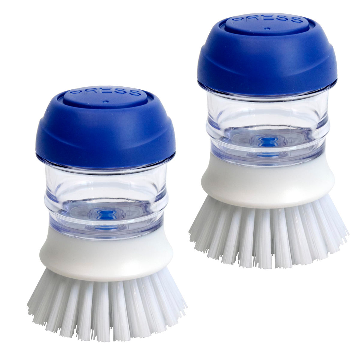 CELOX Dish Brush with Soap Dispenser for 2 Pack Cleaning, White Blue Kitchen