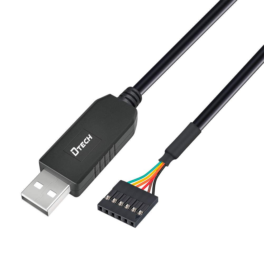 DTECH 6ft USB to TTL Serial Cable, 3.3V 6 Pin UART Adapter for PC