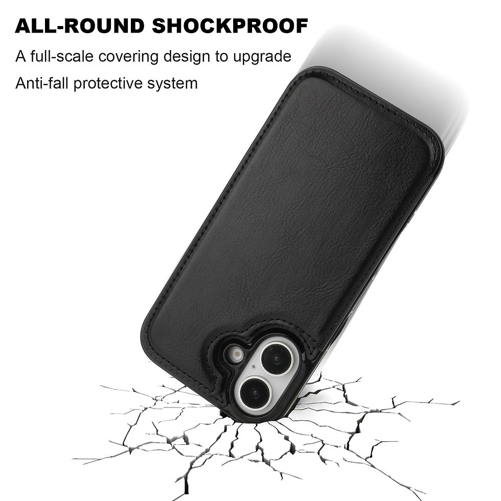 Thumbnail: iPhone 16 Wallet Case, PU Leather Kickstand Card Slots, Shockproof Cover