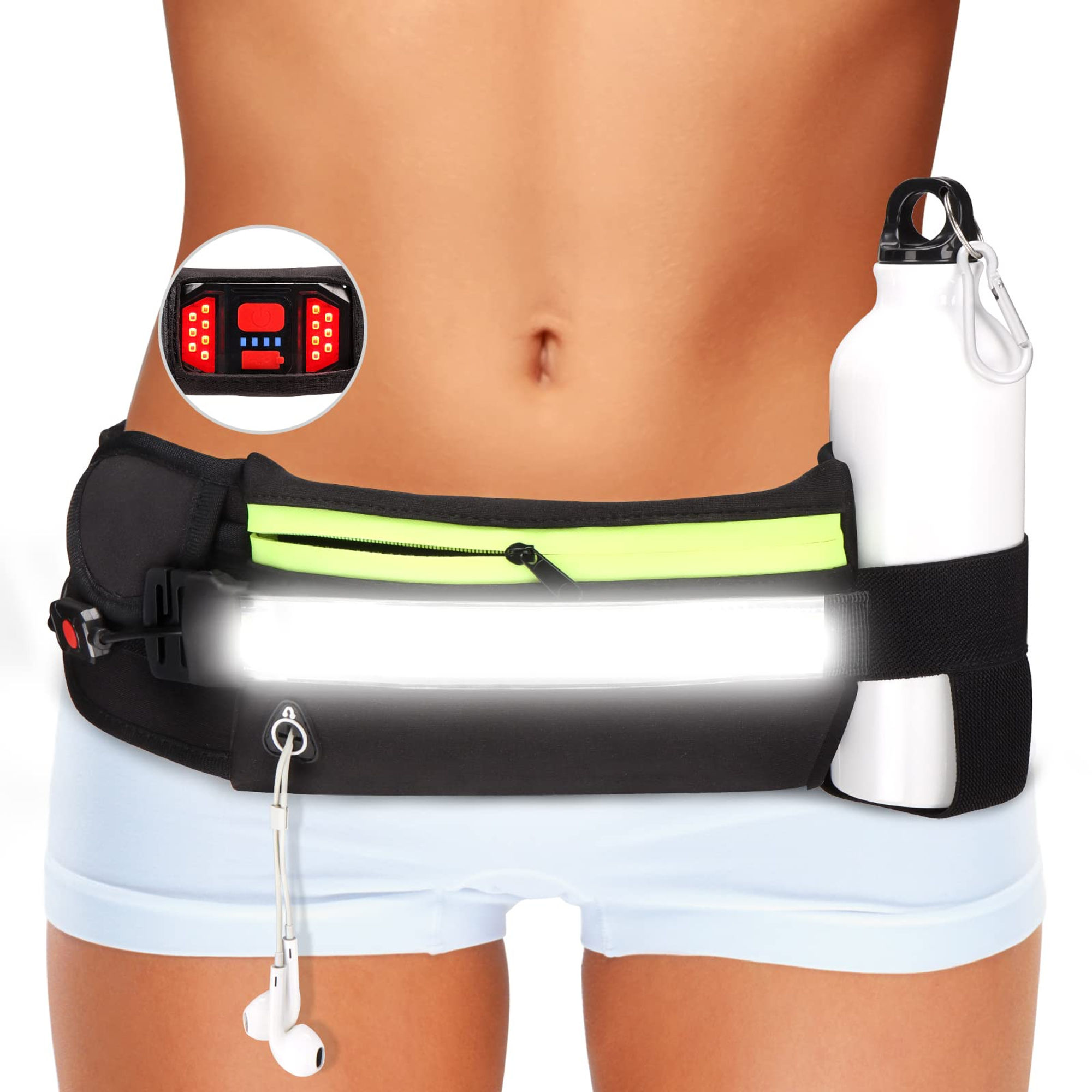 Running Light 1000 Lumens Belt with 230� Beam,Rechargeable & Water Bottle Holder