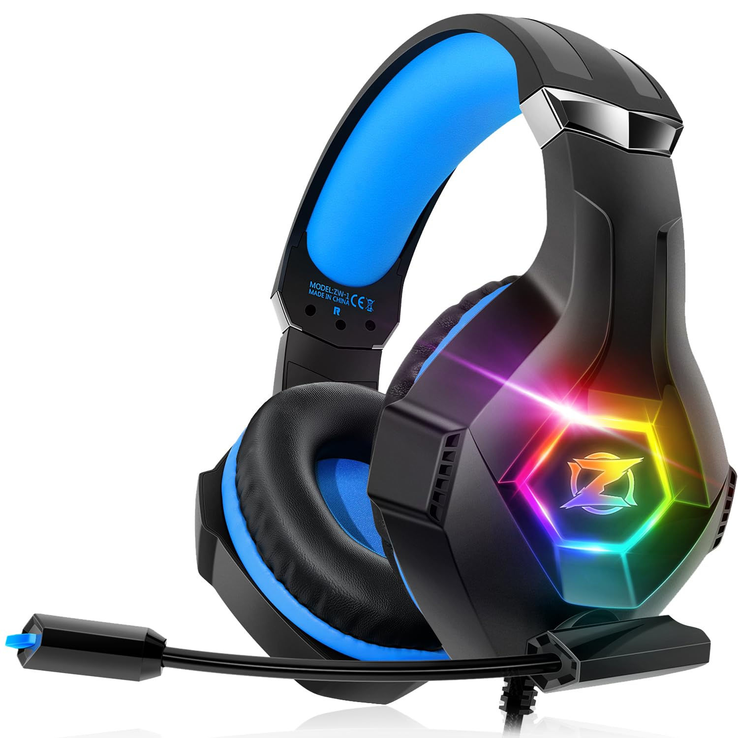 Ozeino for PC, Xbox with Surround Sound, Gaming Headset Ps4, RGB Switch-Blue