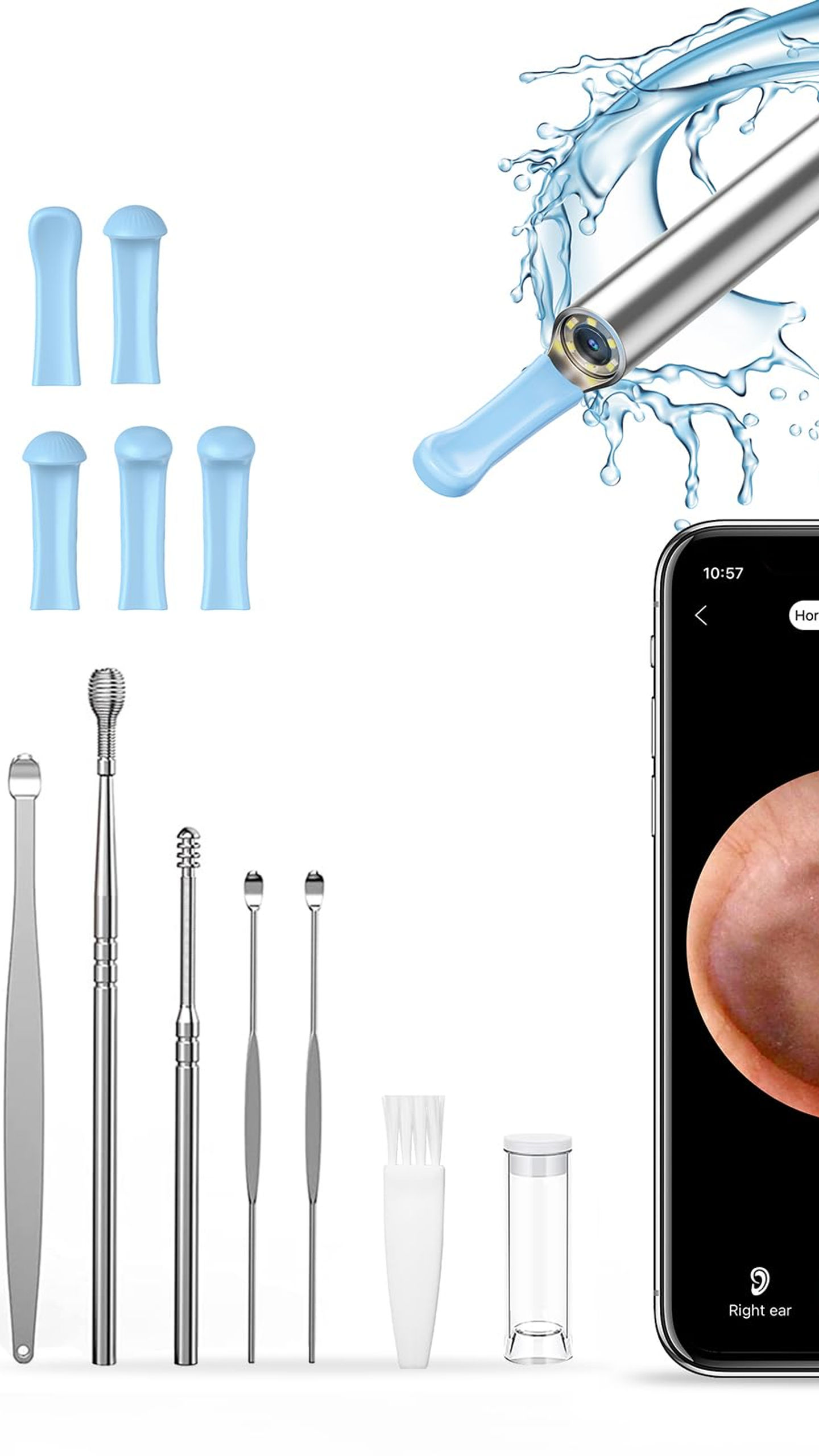 Ear Wax Removal Kit with Camera, 1080P & Ear Pick Set � Black