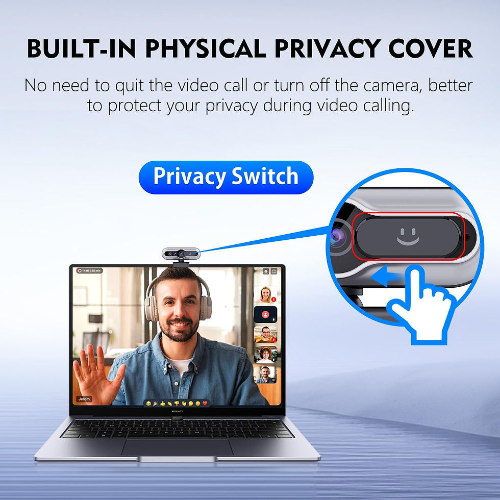 Thumbnail: TOALLIN 2K QHD Webcam with Windows Hello, Autofocus & Privacy Shutter, USB