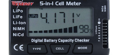 Tenergy 5-in-1 Battery MeterDigital Battery Checker/Balancer for LiPoNiMHNiCd