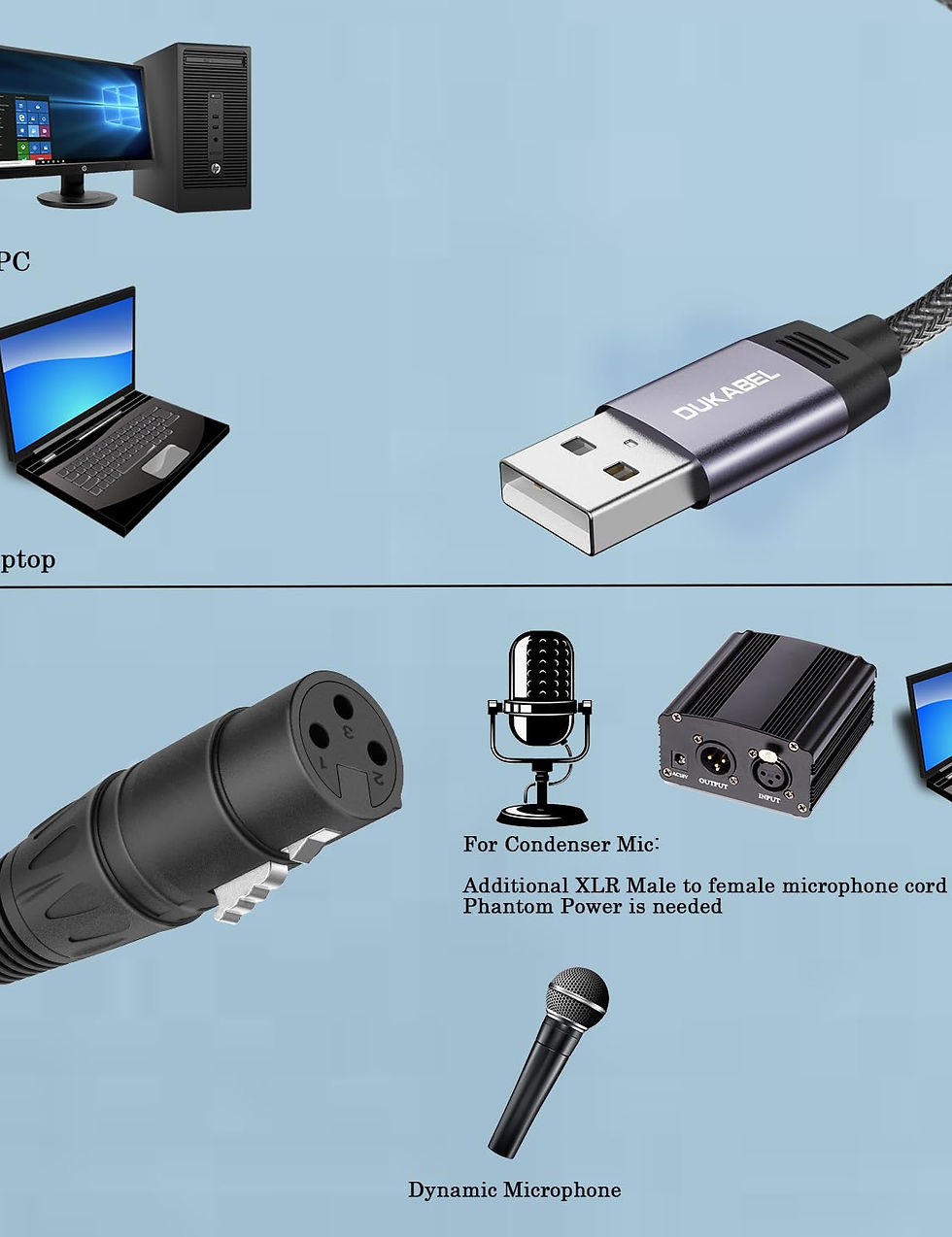 Thumbnail: DUKABEL XLR to USB Adapter, USB Microphone Cable 1.8m for PC MacBook Laptop