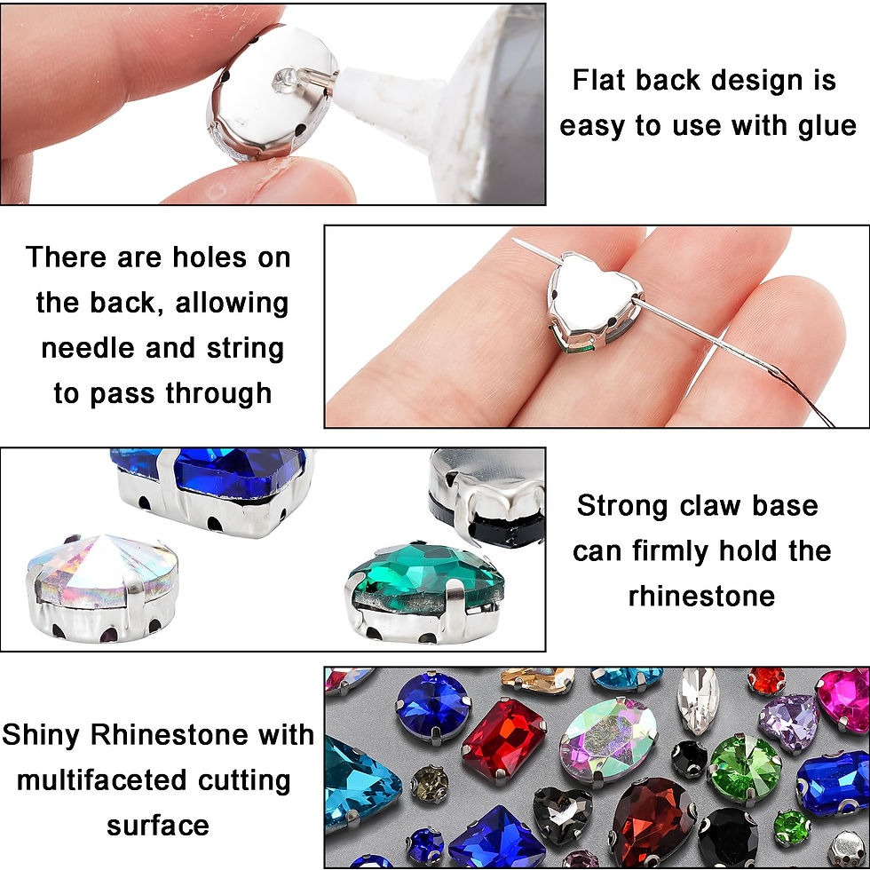 Thumbnail: 188 Pieces Sew on Colorful Acrylic Crystals Shapes & Sizes Flatback Claw for DIY