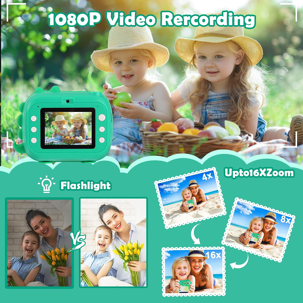 Thumbnail: Kids Instant Print Camera, Digital Toy with HD Video for Children 3-12, Green