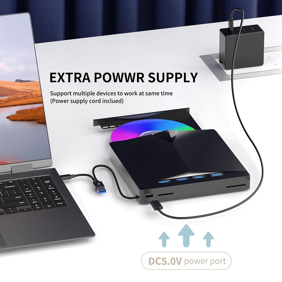 Thumbnail: Portable External DVD Drive, USB 3.0, +/-RW CD Player for PC/Laptop/Mac