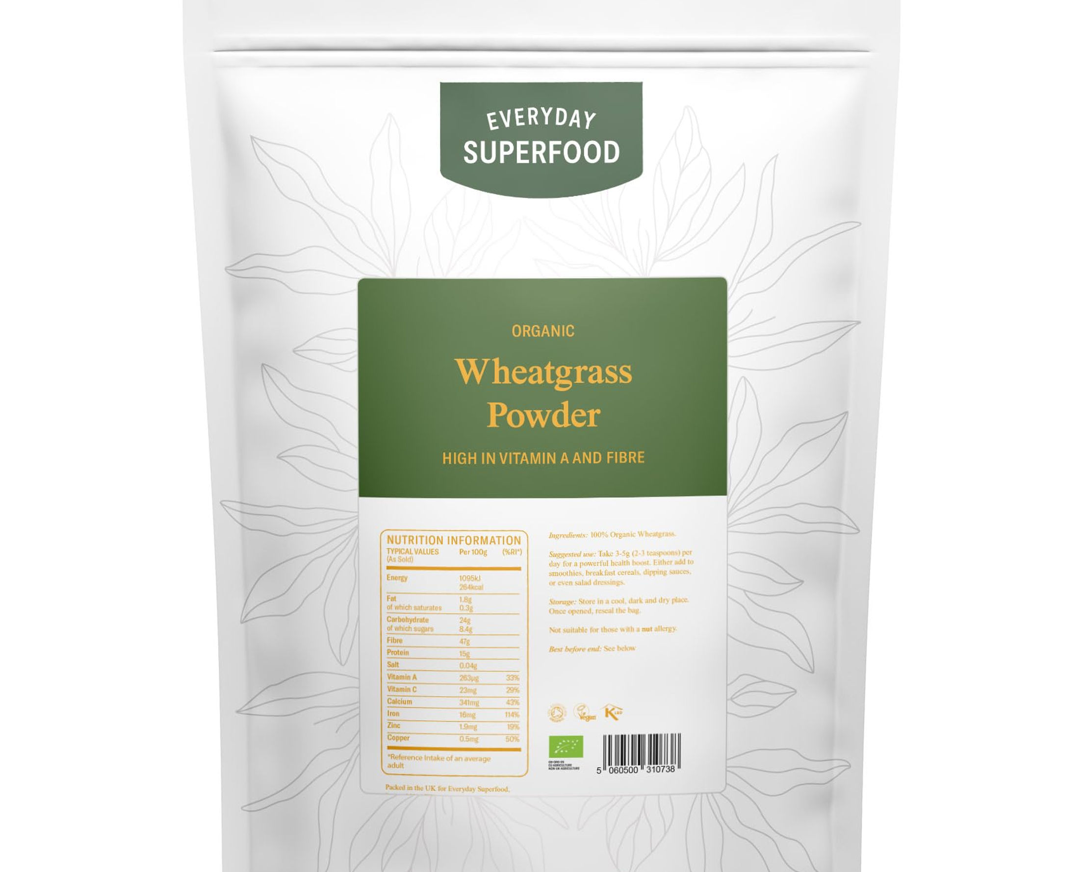 Premium Wheatgrass Powder, Keto-Friendly, for Juice & Shots, 200g (Pack of 1)