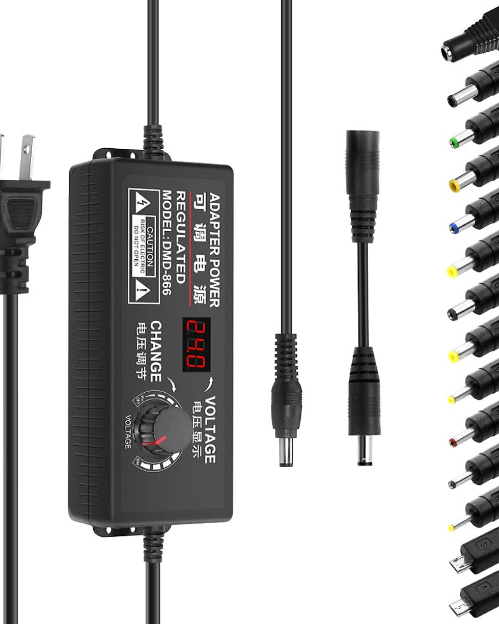 Thumbnail: Aclorol Adjustable AC/DC Power Adapter, 120W with Polarity Converter (3-24V)