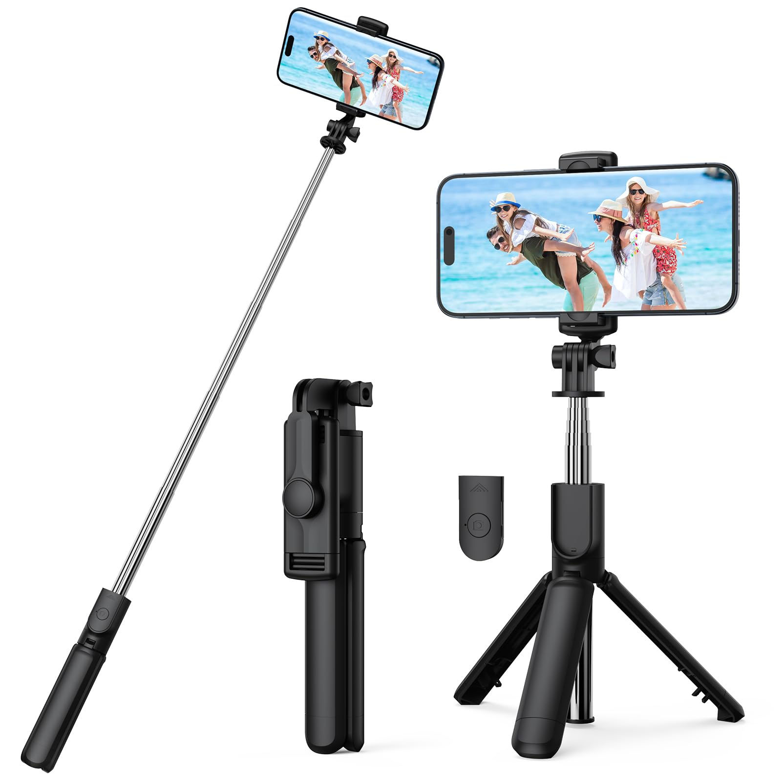 Selfie Stick Tripod, Retractable with Wireless Remote for iPhone, Android