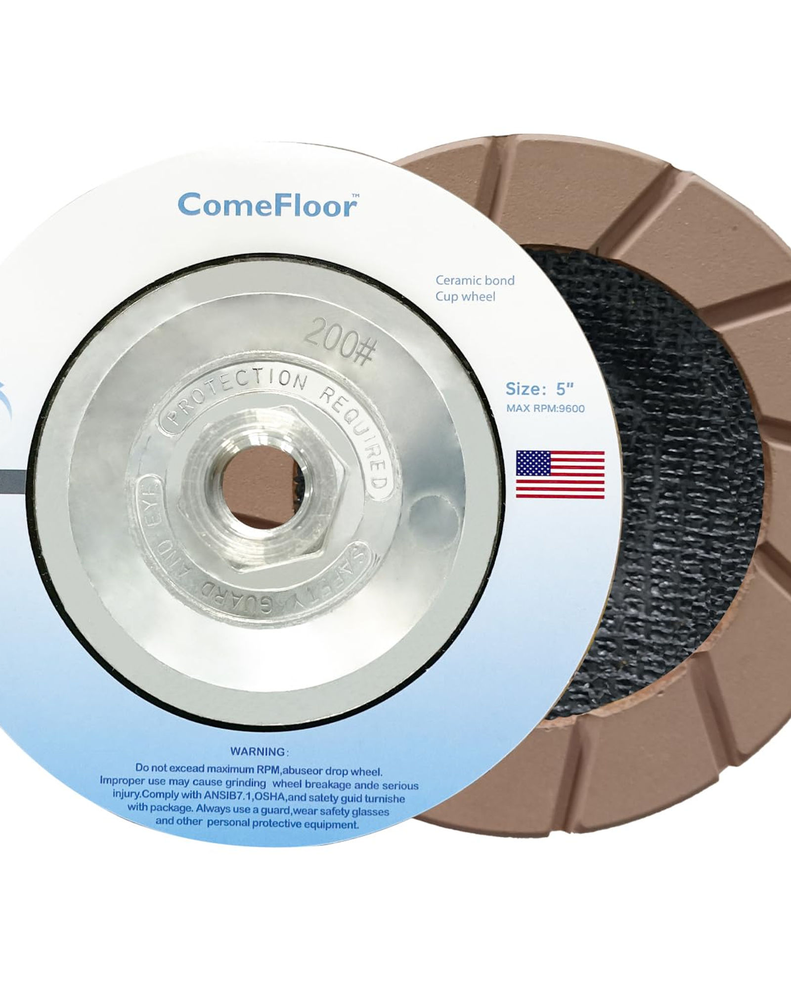 Concrete Wheel Cup for Floor Dry Grinding 5" Ceramic Discs Fits Diamond