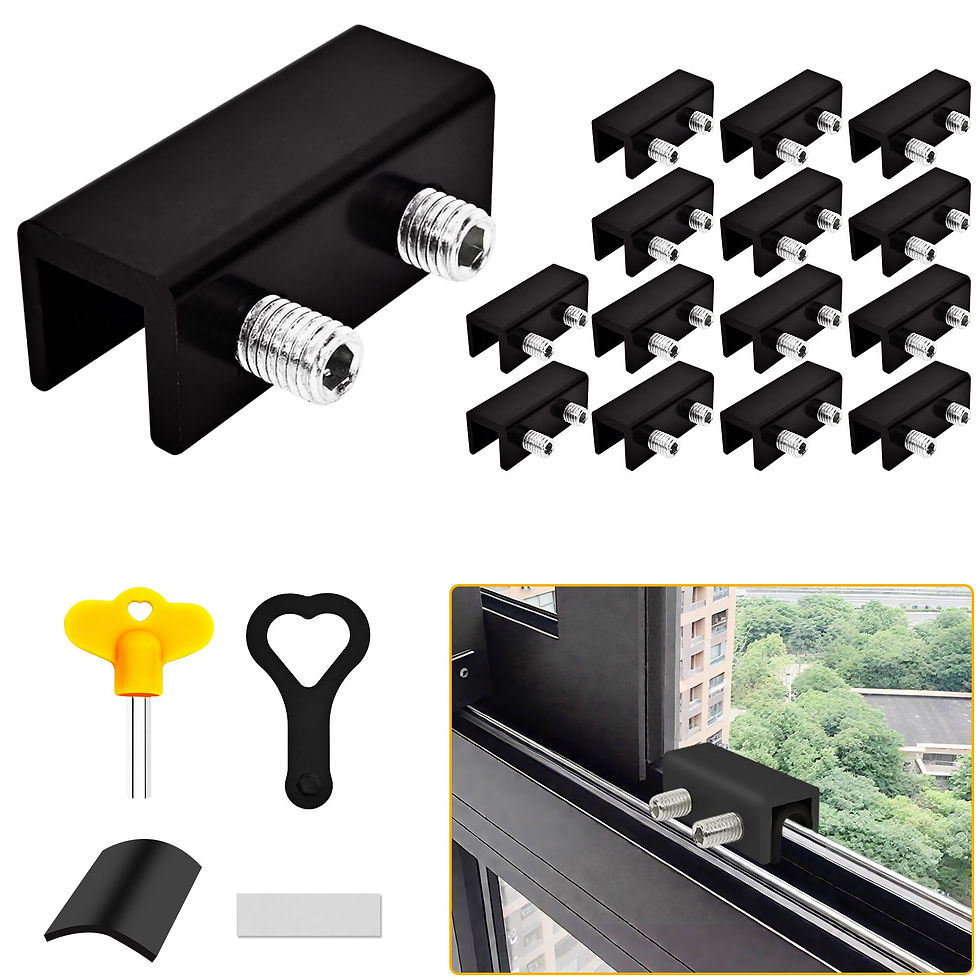 Thumbnail: Jayseon Black Window Locks with Key, Adjustable Sliding Window Locks for Up and