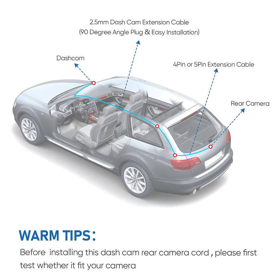 Thumbnail: 2.5mm Dash Cam Rear Extension Cable, 10Ft Backup Camera Wire for 4/5 Pin Dashcam
