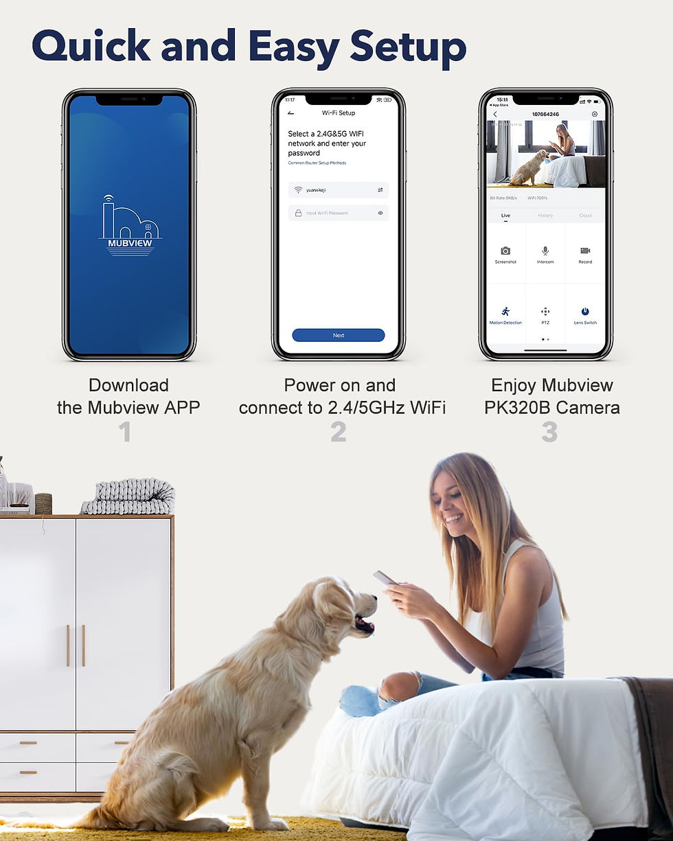 Thumbnail: Indoor Security Pet with Phone App, WiFi Camera 2K, White for Security
