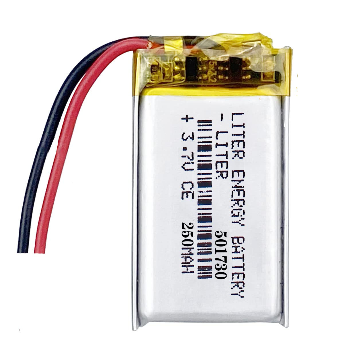 Liter Energy 3.7V 250mAh Lipo Battery for 501730, Rechargeable Li-ion Battery