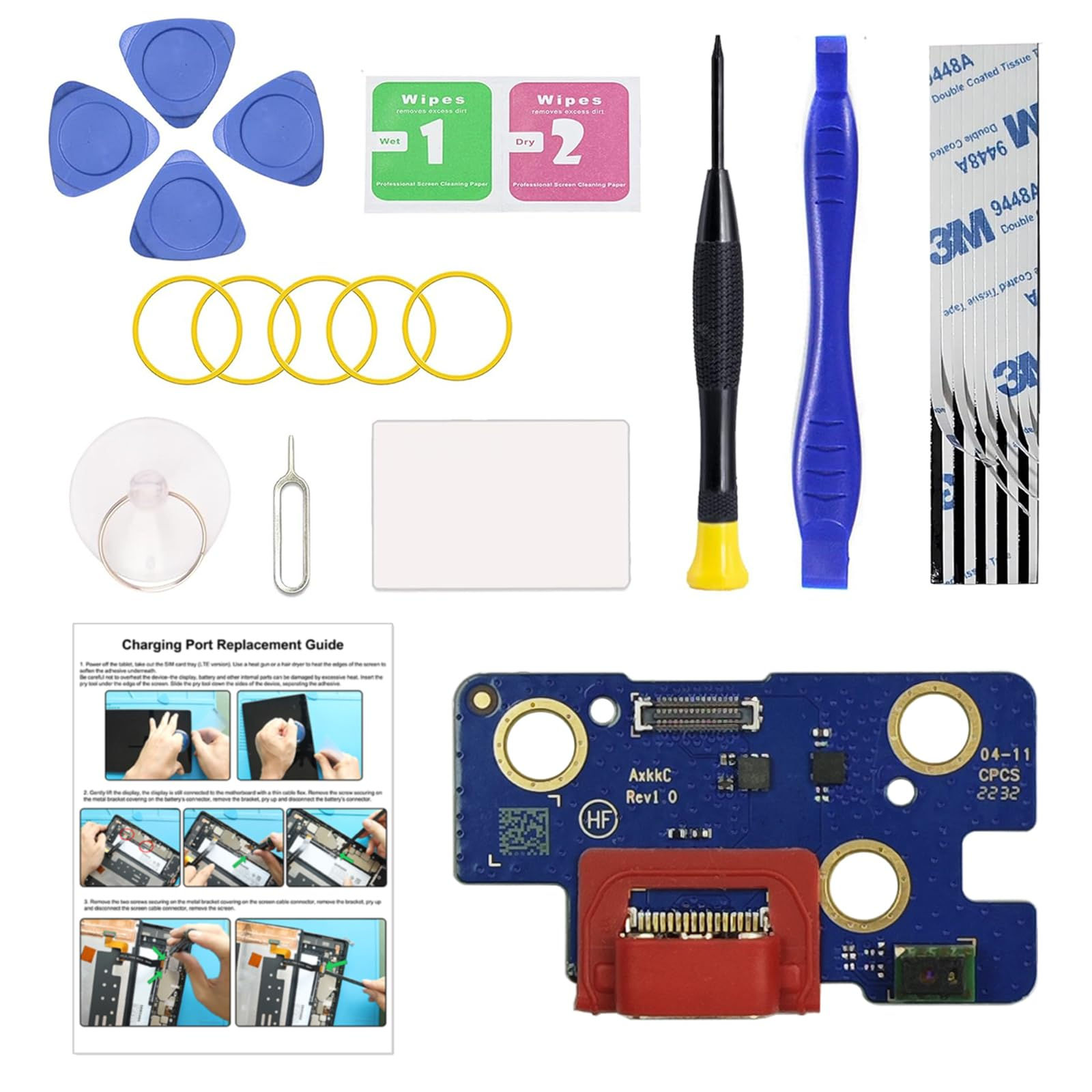 Charging Port Kit for Galaxy Tab A8 10.5, USB-C Connector, with Tools