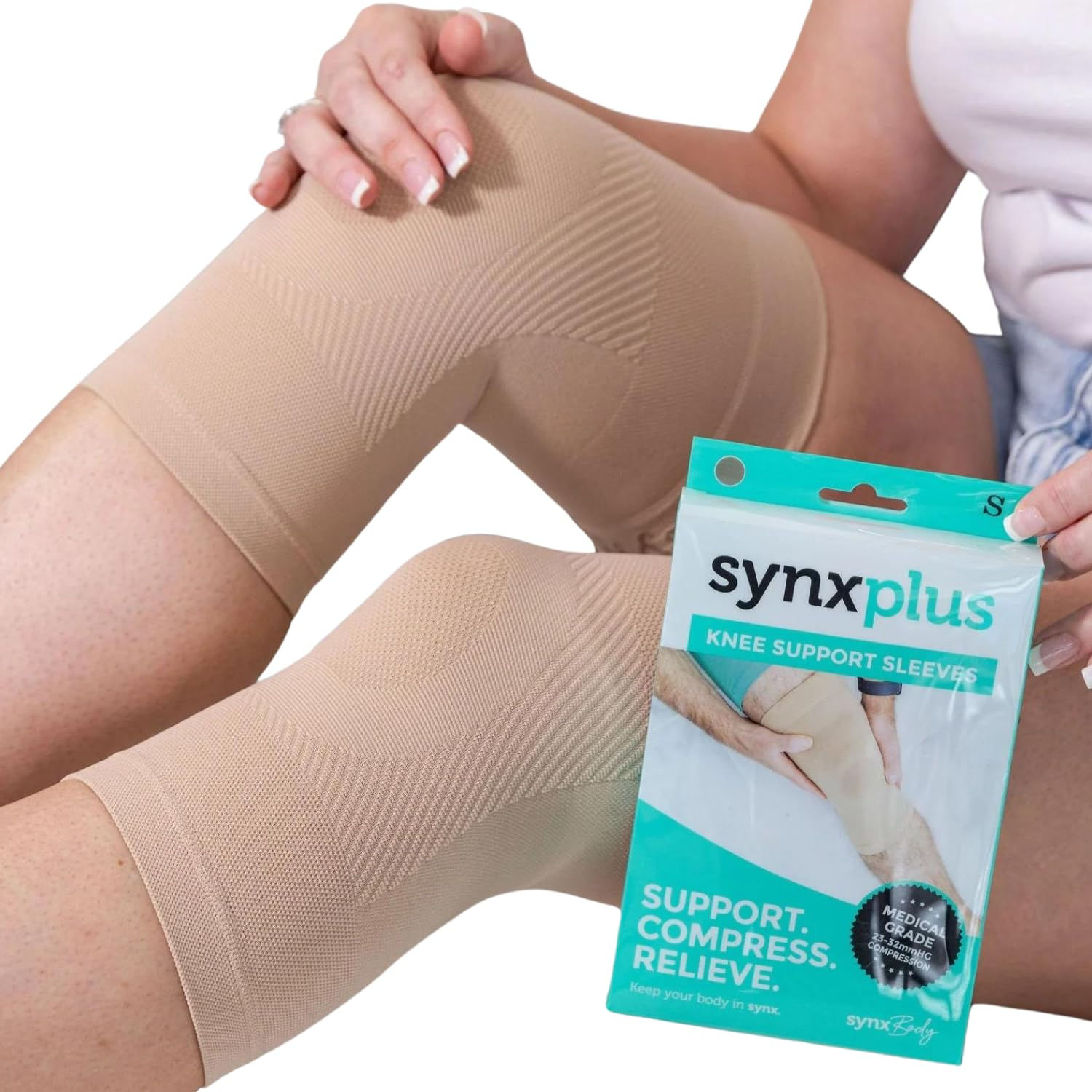 SynxBody Knee Support Sleeve, Compression Brace for Joint Pain