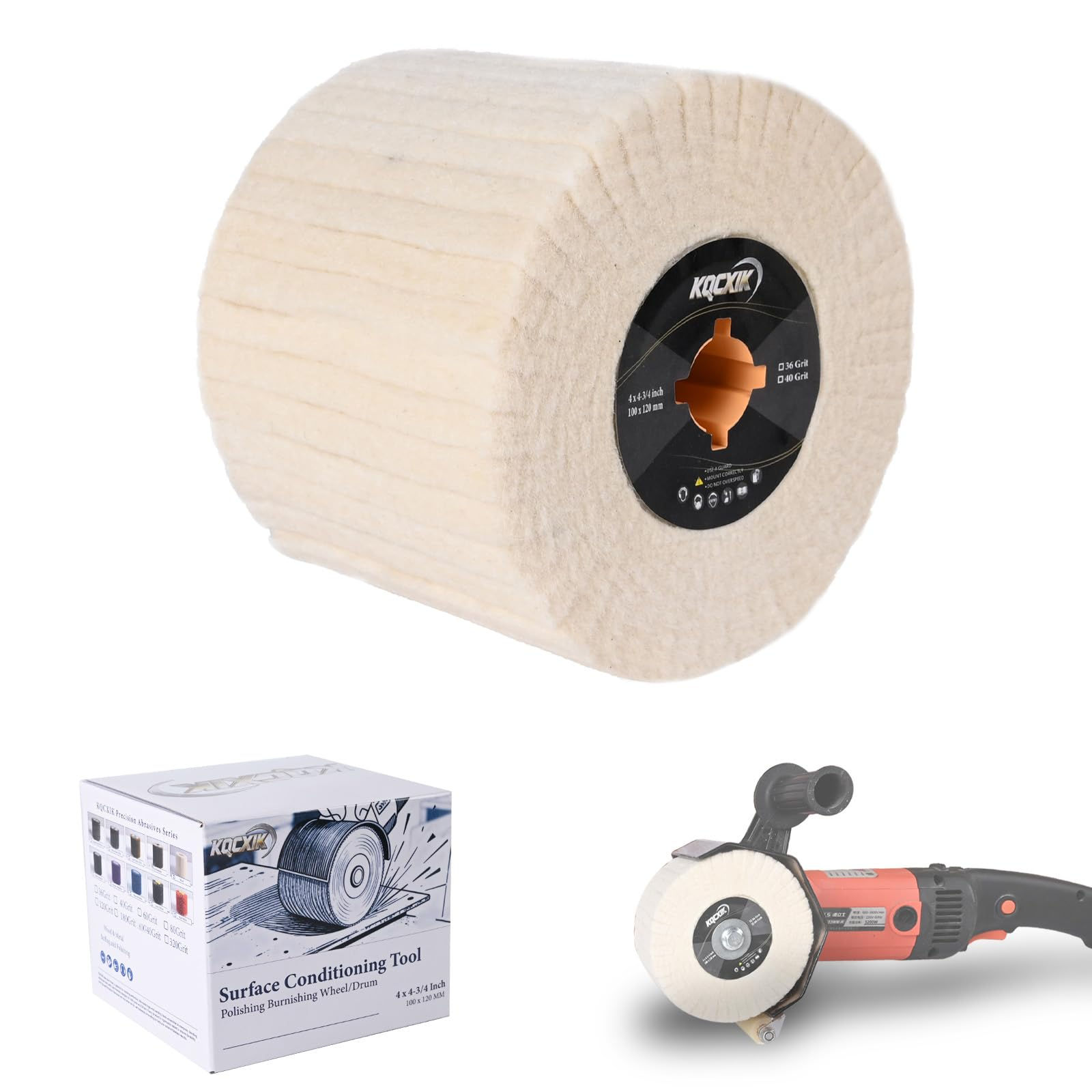 4.8" x Wool Felt Surface Tool, Wire 4" Conditioning Drawing Wheel for Abrasive