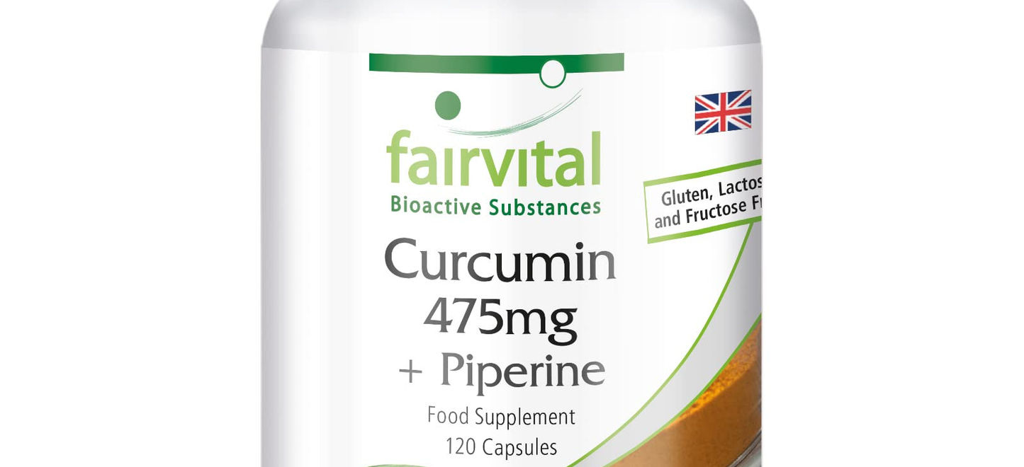 Fairvital Curcumin with Piperine, 120 Vegan Capsules, 500mg Curcuma Extract