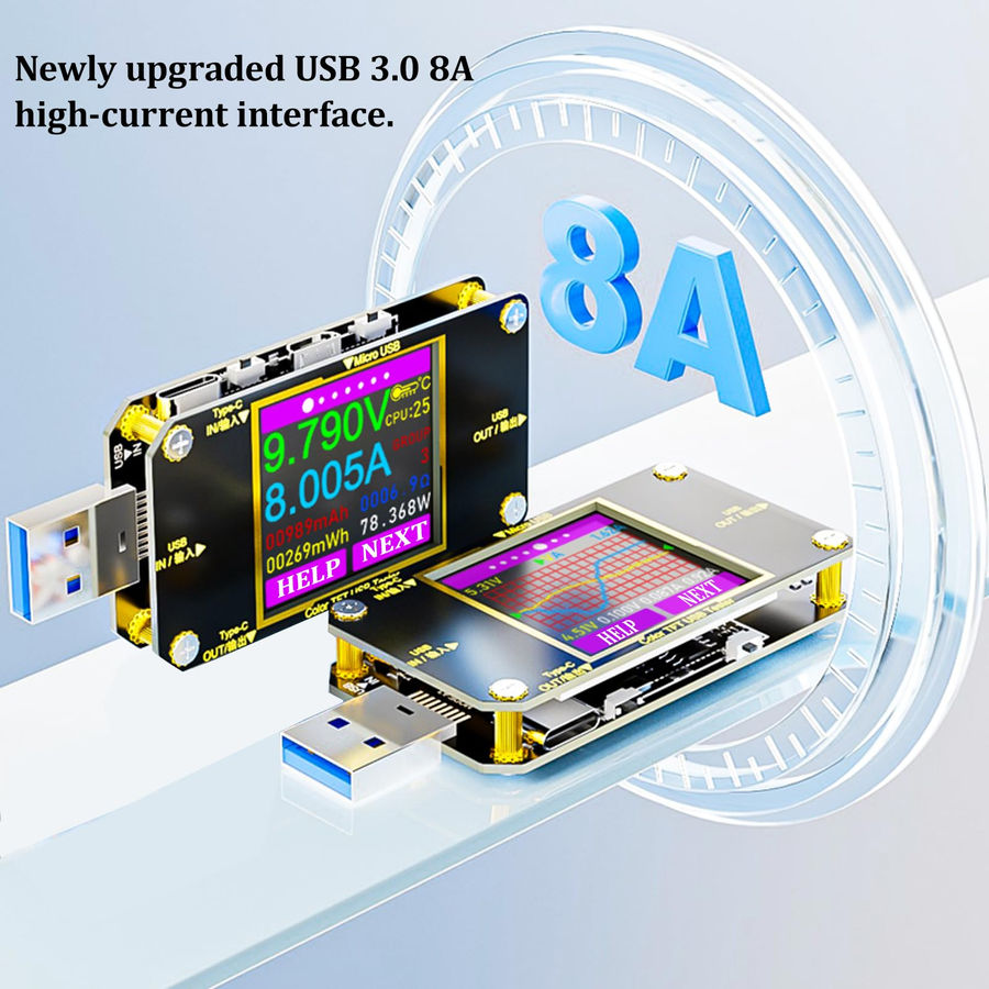 Thumbnail: Eversame USB C Power Meter, Voltage & Current Tester with USB C Cable