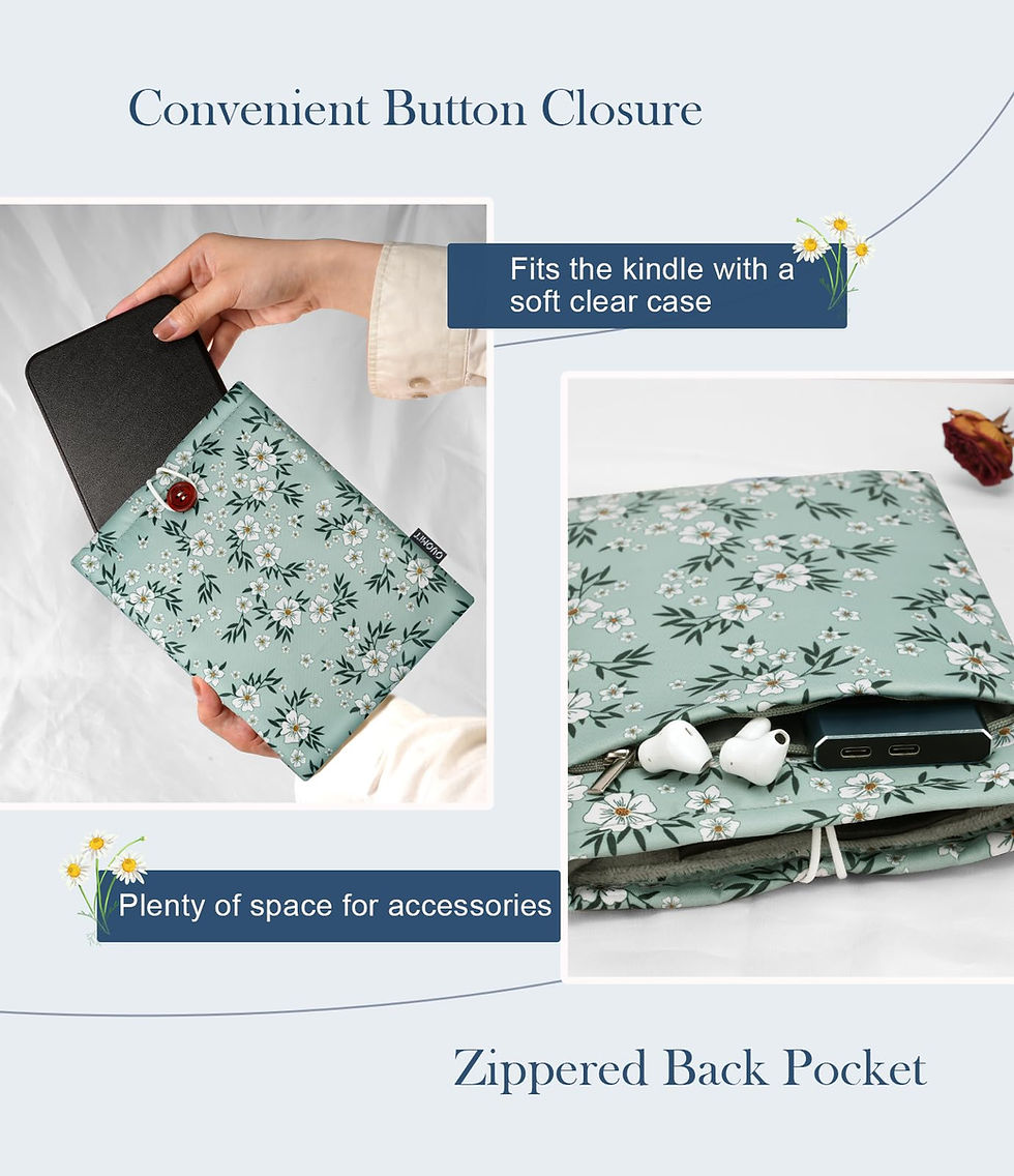 Thumbnail: TiMOVO Sleeve Case for 7” Kindle Paperwhite, Protective Pouch, Green & Flower