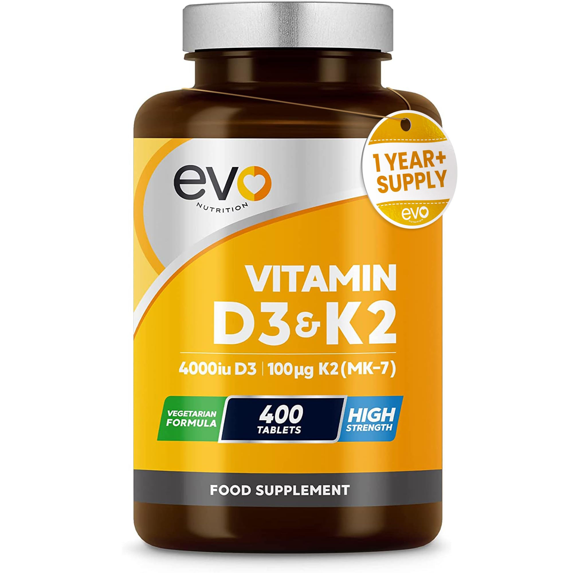 Vitamin D3 4000iu & Vitamin K2 100ug MK7, 400 Tablets, Vegan