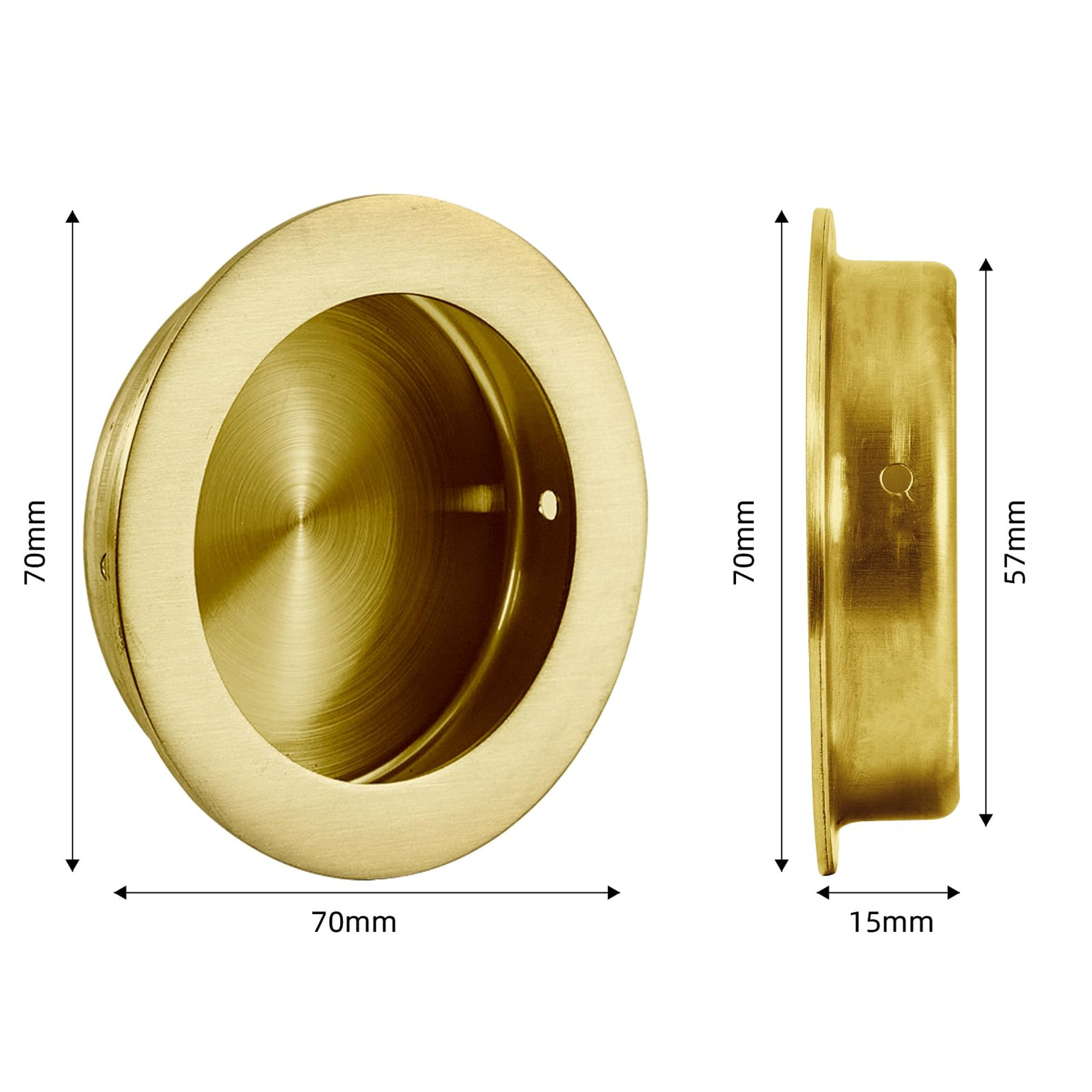 Recessed Pocket Door Pull Handles, Round Flush Pulls Closet Handle Brushed Steel