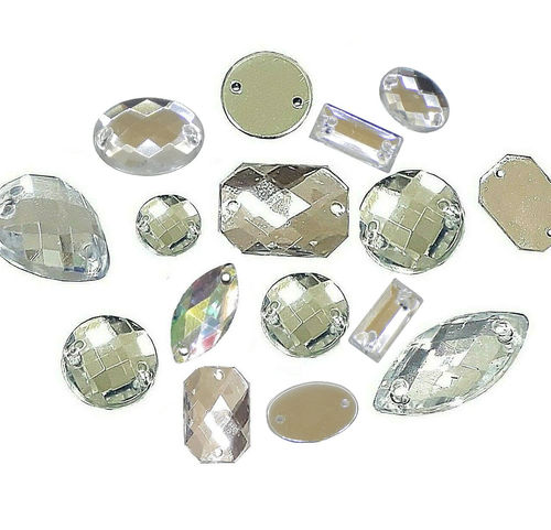 Perlin for Holes Buttons Pieces Crystal Acrylic Stones Flat Back Faceted Shapes