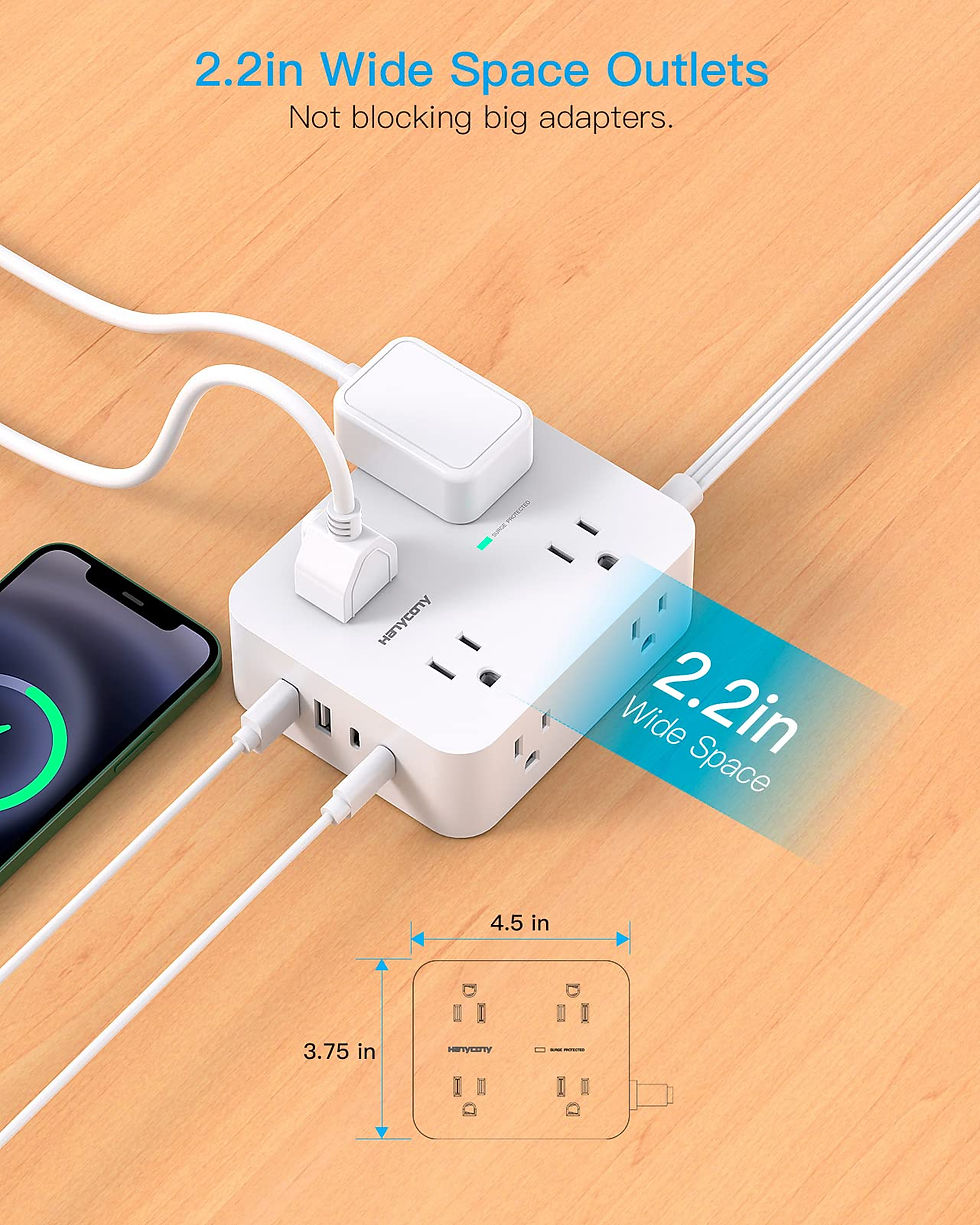 Thumbnail: Surge Protector Power Strip, 5 ft Cord, 8 Outlets & 4 USB Ports for Home/Office