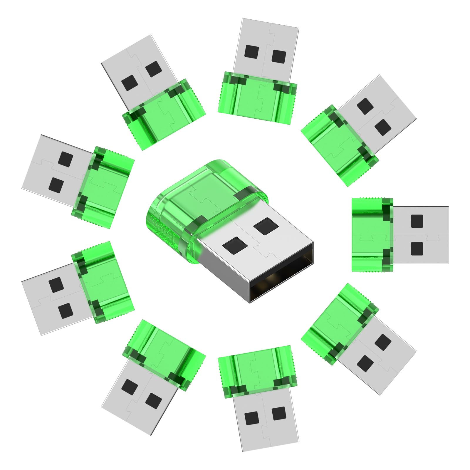 USB-A to USB-C Adapter, 10-Pack, Power Charger, Compatible for MagSafe, Green