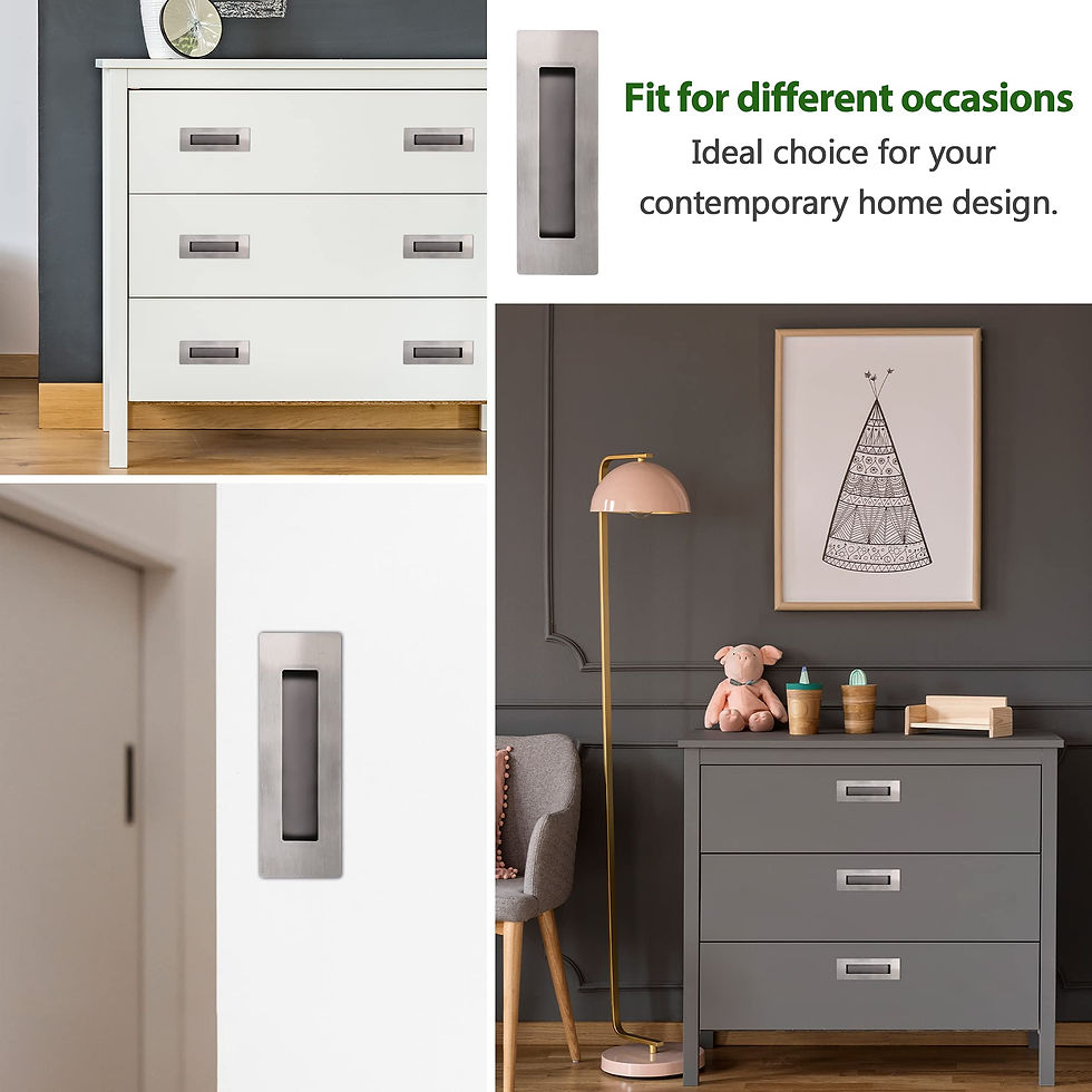 Thumbnail: 4 Pack Recessed Door Pull Handles with Screws, Flat Pulls, Closet Brushed Steel
