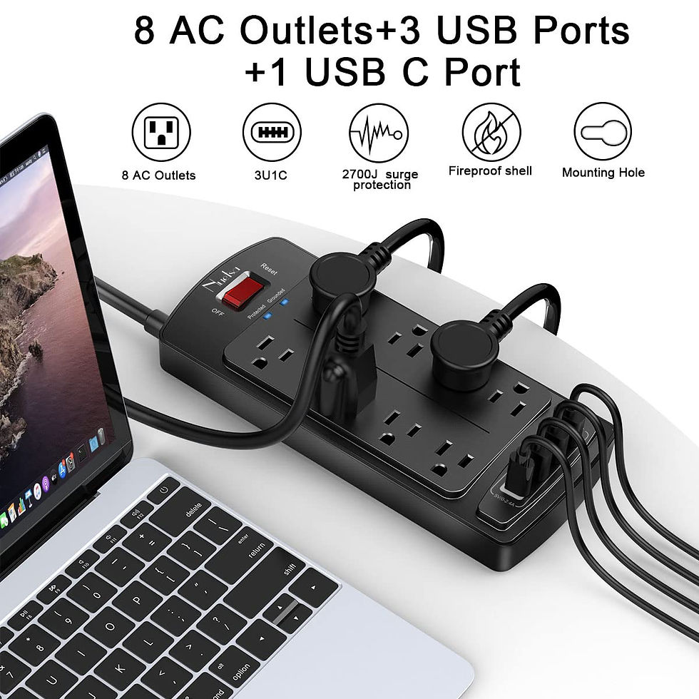 Thumbnail: Surge Protector Power Strip, 8 Outlets, 4 USB Ports, 6 ft, 2700 Joules