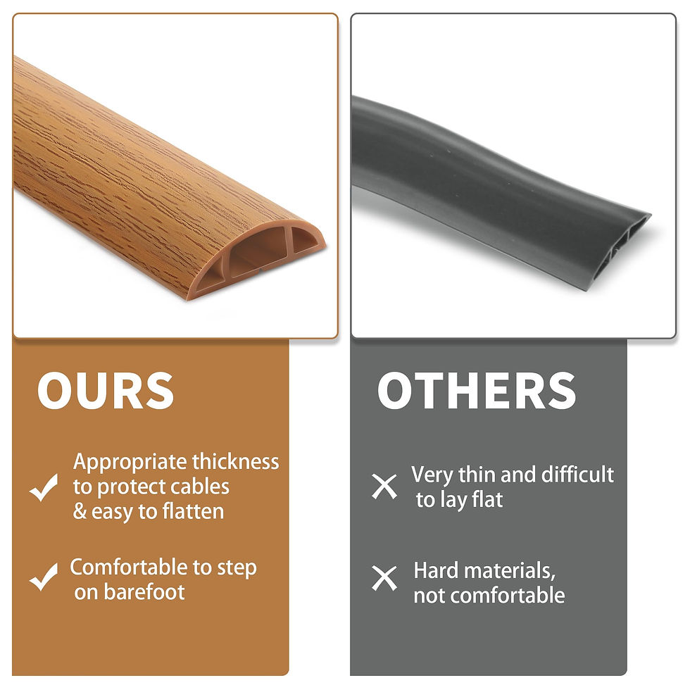 Thumbnail: Floor Cord Cover 6ft, Beige Maple Wood, Cable Protector for Cords