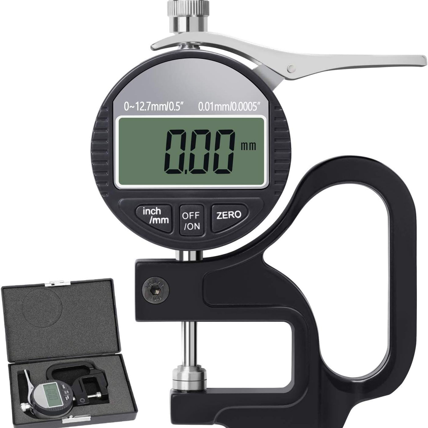 Neoteck Digital Thickness Gauge � 0.5" / 12.7mm, 0.0005"/0.01mm LCD Meter