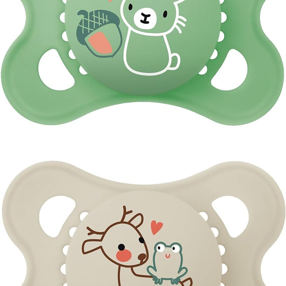 MAM Original Pure Soother, 2-6 Months, Cream/Green, 2-Pack with Case