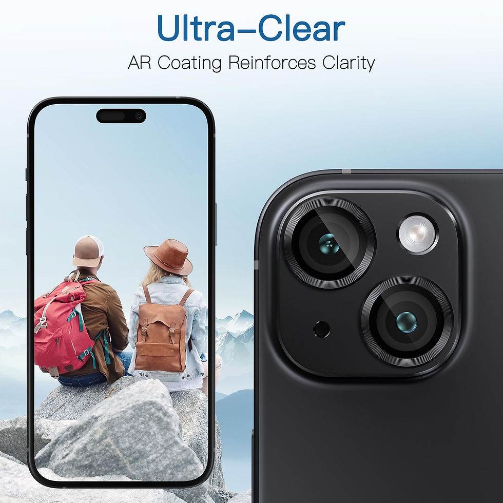 Thumbnail: 2 Pack Camera Lens Protector for iPhone 13, 9H Tempered Glass, Black