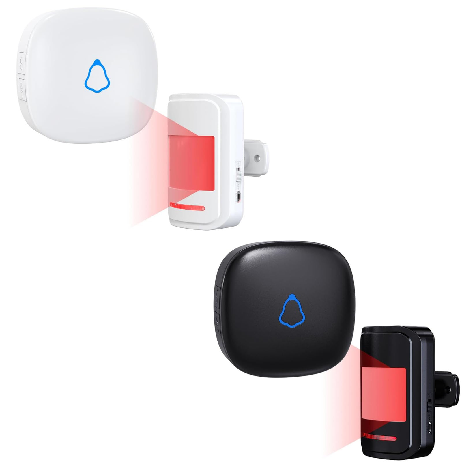 Bundle: + Wireless Sensor Activated Doorbell for Motion Alarm Indoor Black White