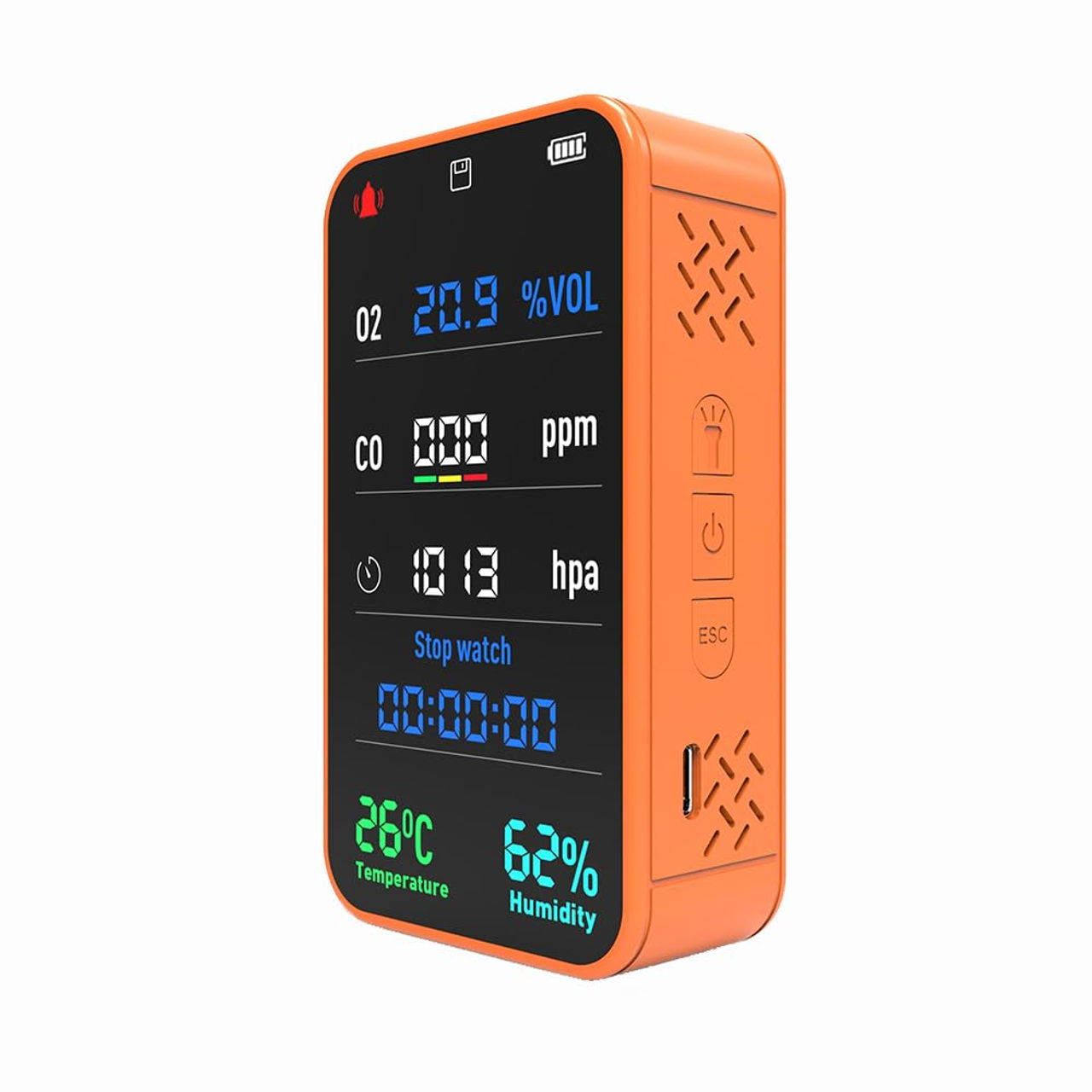 7-in-1 Portable with Air Pressure, Stopwatch Battery, Oxygen Monitor, SD