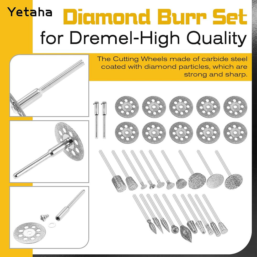 Thumbnail: Yetaha Burr Set for Rotary Tool, Die Wheel Stone Tile Jewelry Rock Cutter Kit