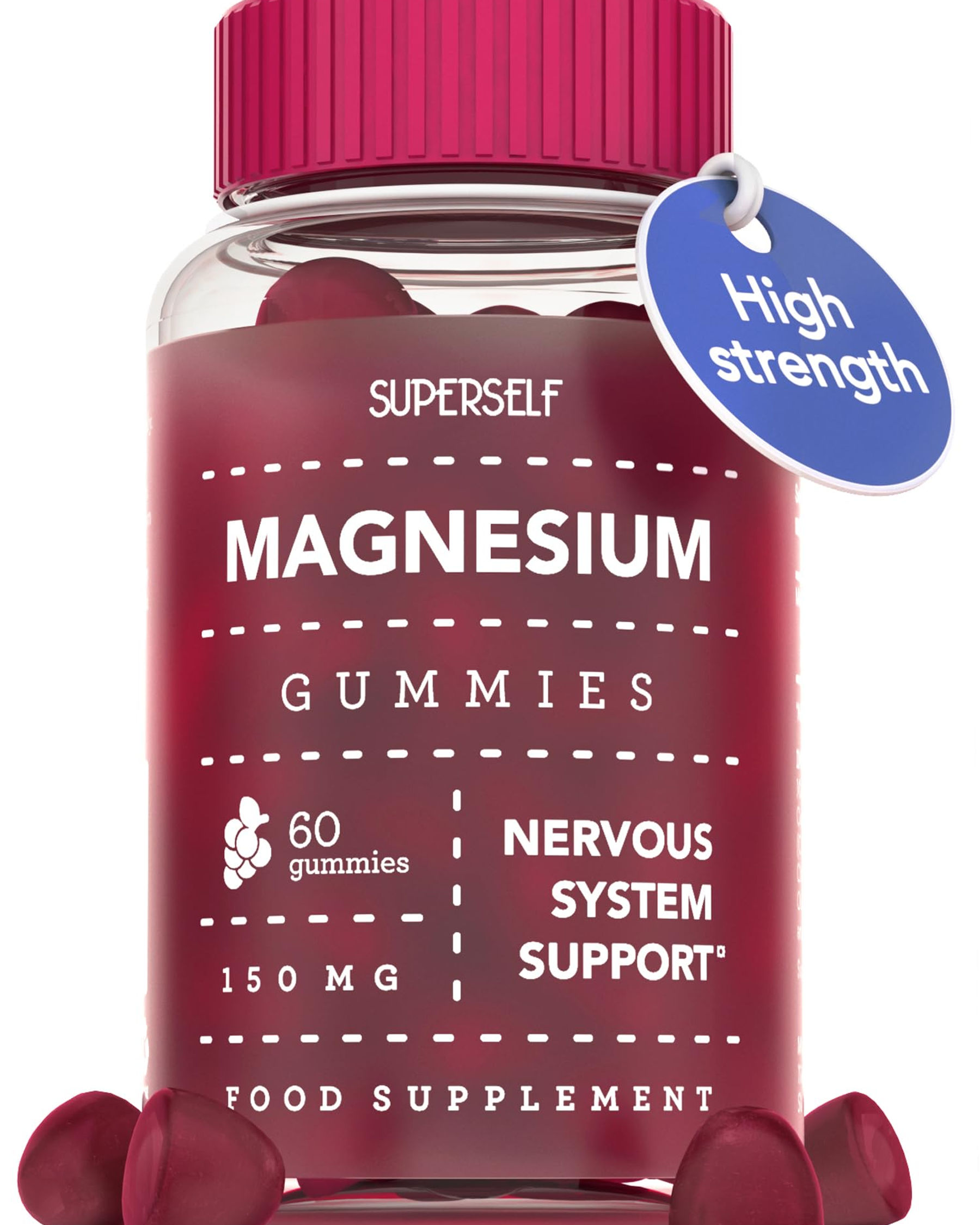 Magnesium Gummies, 60 Count, Vegan, 150mg for Nervous System