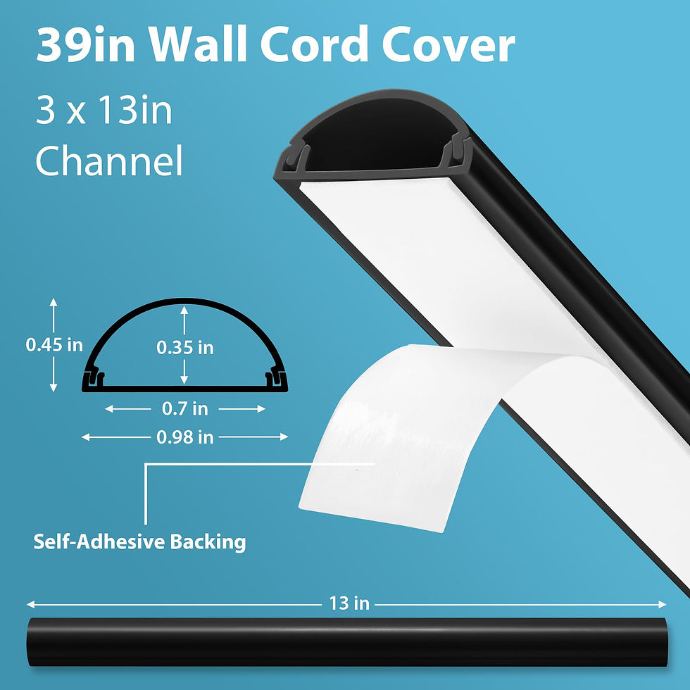 Thumbnail: ZhiYo Cord Hider, 39in Cable Raceway, Black, Wall Mount TV Cord Covers